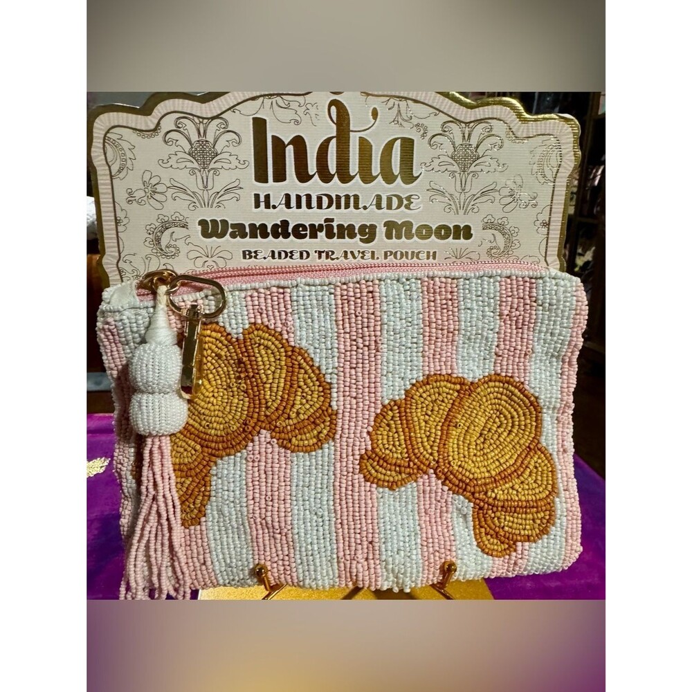 ✨NWT Wandering Moon "India Handmade" Beaded Croissant Pouch✨